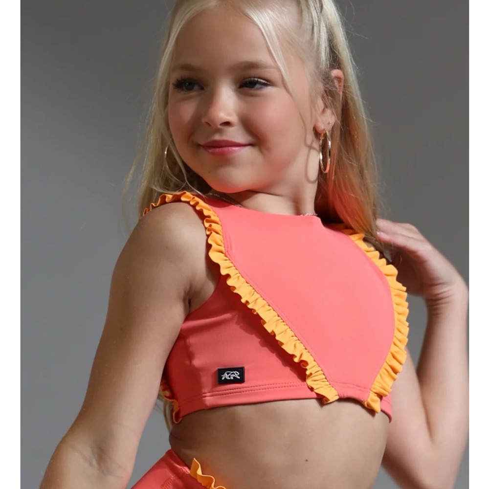 NWT Tiger Friday Dancewear Faye Reversible Crop Top Size Various Color Papaya - Picture 7 of 12